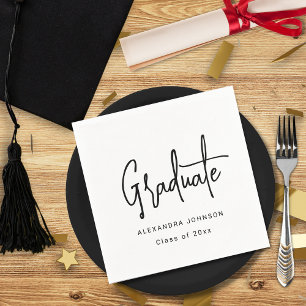 Moderne trendy script afstudeerfeest op maat gemaa servet
