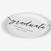 Moderne trendy script afstudeerfeest papieren bordje (Gekanteld)