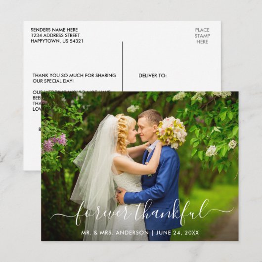 Moderne trendy script bruiloft eeuwig dankbaar briefkaart (Voorkant / Achterkant)