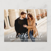 Moderne Trendy Script Foto | De datum opslaan Briefkaart (Voorkant)