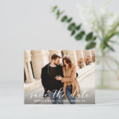 Moderne Trendy Script Foto | De datum opslaan Briefkaart (Staand voorkant)