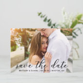 Moderne Trendy Script-foto Save The Date (Staand voorkant)