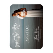 Moderne trendy script foto save the date trouw  magneet (Verticaal)