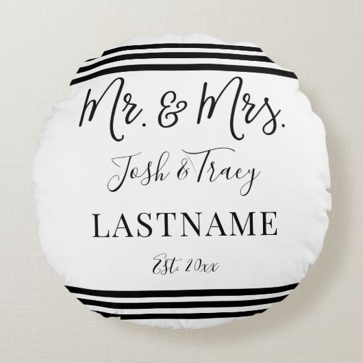 Moderne trendy script gepersonaliseerde Mijnheer e Rond Kussen (Voorkant)