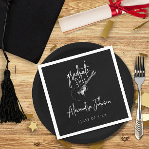Moderne Trendy Script Gitaar Afstudeerfeestje Servet