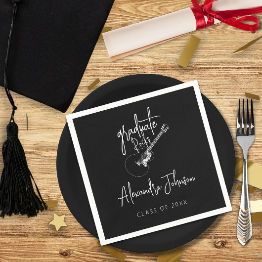 Moderne Trendy Script Gitaar Afstudeerfeestje Servet