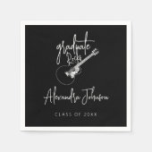 Moderne Trendy Script Gitaar Afstudeerfeestje Servet (Voorkant)