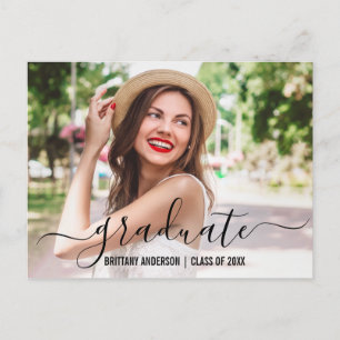 Moderne Trendy Script Graduy Party Foto Uitnodiging Briefkaart