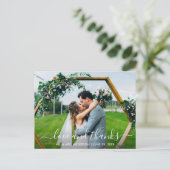 Moderne trendy script huwelijksliefde en dank briefkaart (Staand voorkant)
