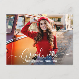 Moderne Trendy Script Photo Graduparty Uitnodiging Briefkaart