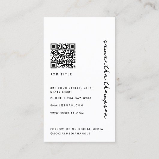 Moderne trendy script professionele fotografie visitekaartje (Achterkant)