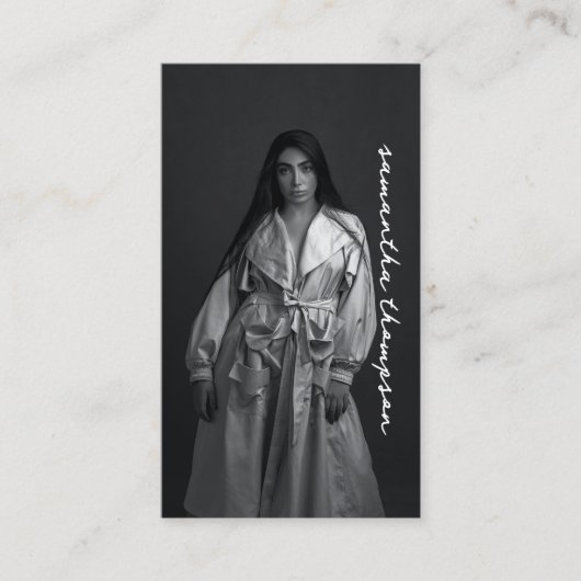 Moderne trendy script professionele fotografie visitekaartje (Voorkant)