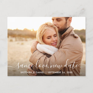 Moderne Trendy Script Same Love New Date Foto Briefkaart