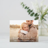 Moderne Trendy Script Same Love New Date Foto Briefkaart (Staand voorkant)