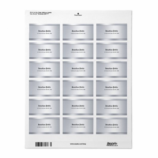 Moderne trendy script tekst glamor Silver adres Etiket (Full Sheet)