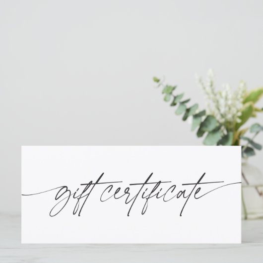 Moderne trendy script zakelijke cadeaubon (Staand voorkant)