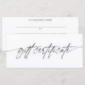 Moderne trendy script zakelijke cadeaubon (Voorkant / Achterkant)