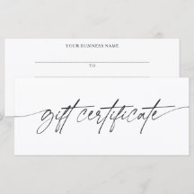 Moderne trendy script zakelijke cadeaubon
