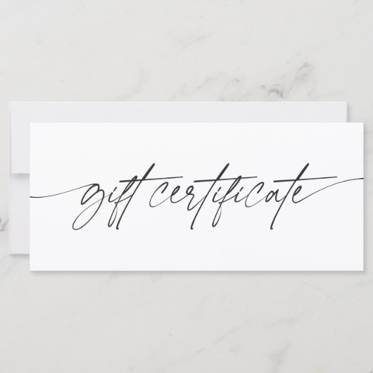 Moderne trendy script zakelijke cadeaubon (Voorkant)