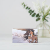 Moderne trendy scriptfotografie elegant blauwgroen visitekaartje (Staand voorkant)