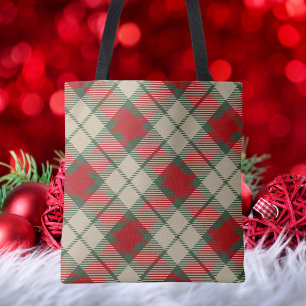Moderne trendy seizoensgebonden winter geruit tote bag