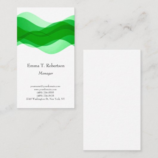 Moderne trendy simpele minimalistische groene wit visitekaartje (Voorkant / Achterkant)