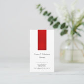 Moderne trendy simpele minimalistische rode witte visitekaartje (Staand voorkant)