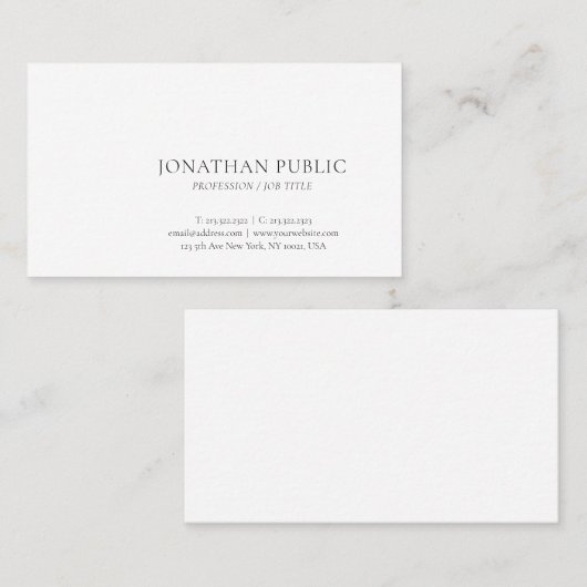 Moderne Trendy Simple Design Elegant Sjabloon Visitekaartje (Voorkant / Achterkant)