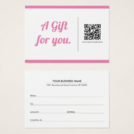 Moderne Trendy Simple QR Code Gift Voucher Kaart (Voorkant /achterkant)
