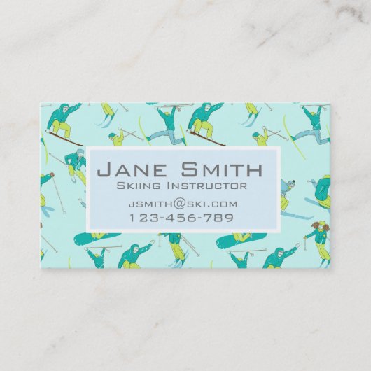 Moderne trendy skileraar Ski leraar Visitekaartje (Voorkant)