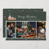 Moderne Trendy Sneeuw Kerstboom 3 Foto Feestdagenkaart (Voorkant / Achterkant)