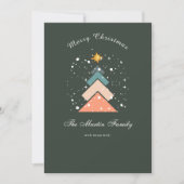 Moderne trendy sneeuw kerstboom feestdagenkaart (Voorkant)
