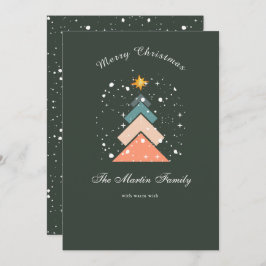 Moderne trendy sneeuw kerstboom feestdagenkaart