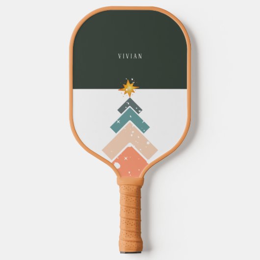 Moderne trendy sneeuw kerstboom pickleball paddle (Voorkant)