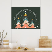 Moderne trendy sneeuw kerstboom poster (Keuken)