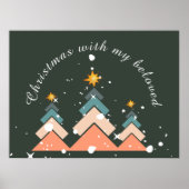 Moderne trendy sneeuw kerstboom poster (Voorkant)