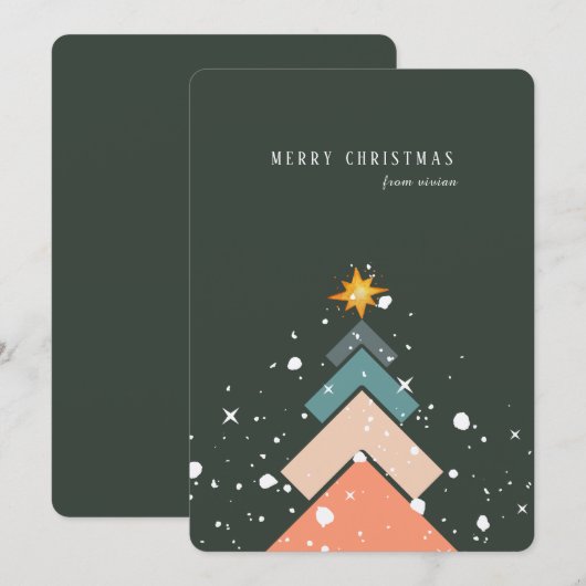 Moderne Trendy Sneeuw Kerstboom Vakantie kaart (Voorkant / Achterkant)