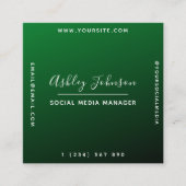Moderne Trendy Social Media Groene Ombre Gradient Vierkante Visitekaartje (Voorkant)