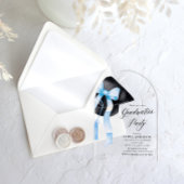 Moderne trendy stijlvolle Blue Bow Afstuderen Arch Acryl Uitnodigingen
