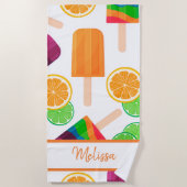 Moderne Trendy Stijlvolle Koele Popsicles Strandlaken (Voorkant)