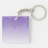 Moderne Trendy Stijlvolle Paarse Glitter Wimpers Sleutelhanger (Achterkant)