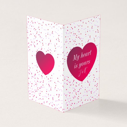 Moderne trendy stijlvolle rode hart Valentijnsdag Kaart (Buitenkant)