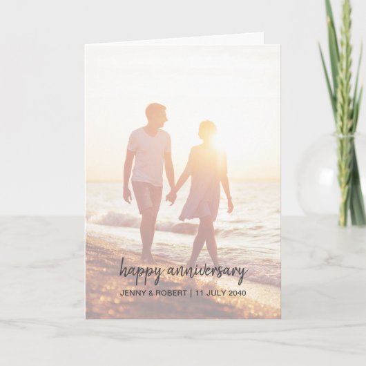 Moderne Trendy Stijlvolle Script Foto Jubileum Kaart (Voorkant)