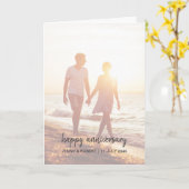 Moderne Trendy Stijlvolle Script Foto Jubileum Kaart (Gele Bloem)