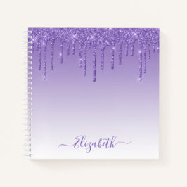 Moderne Trendy Stijlvolle Script Paarse Glitters Notitieboek