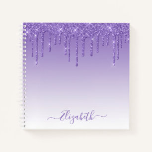 Moderne Trendy Stijlvolle Script Paarse Glitters Notitieboek