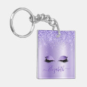 Moderne trendy stijlvolle script paarse glitters w sleutelhanger (Voorkant Links)