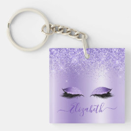 Moderne trendy stijlvolle script paarse glitters w sleutelhanger
