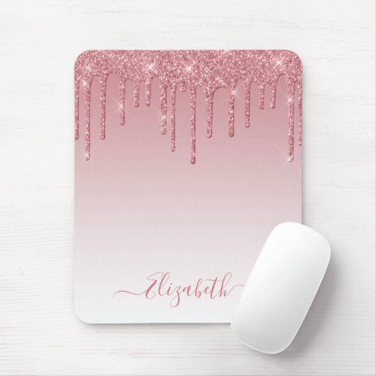 Moderne Trendy Stijlvolle Script Stof Roze Glitter Muismat (Met muis)