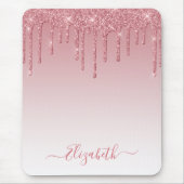 Moderne Trendy Stijlvolle Script Stof Roze Glitter Muismat (Voorkant)